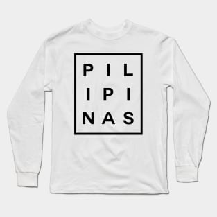 Pilipinas Boxed (Black) Long Sleeve T-Shirt